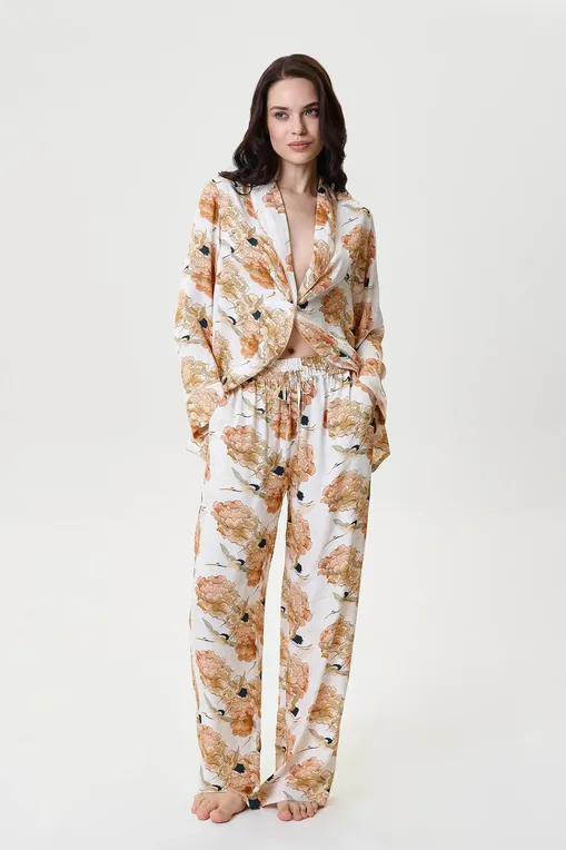 Брюки домашние Petit Pas 101158 beige print