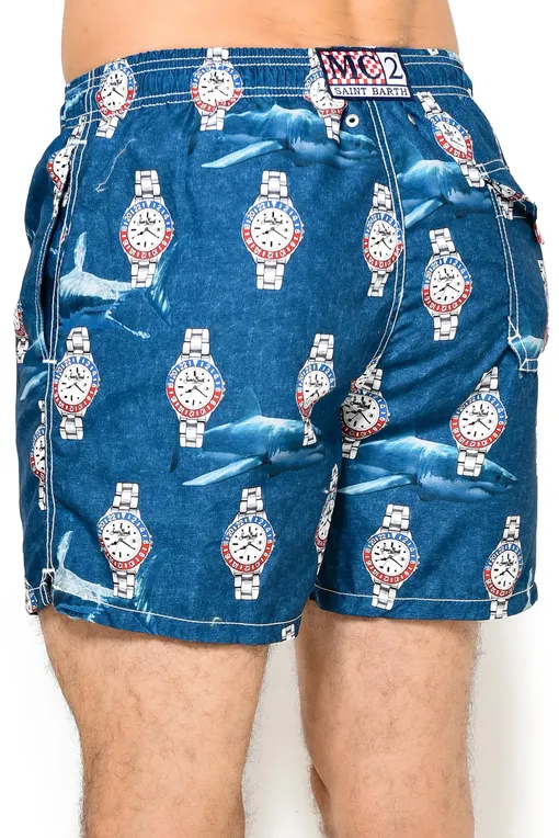 Плавки-шорты Mc2 Saint Barth GUSTAVIA INDIGO SHARK TIME