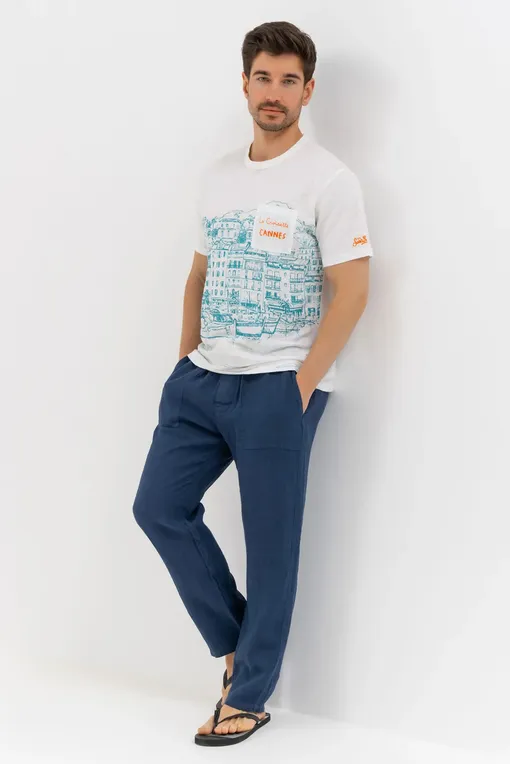 Брюки Mc2 Saint Barth CALAIS LINEN 61 BLUE NAVY