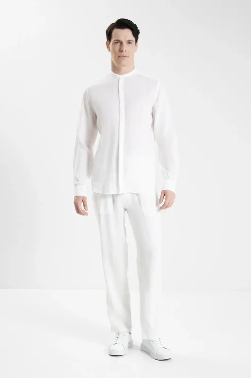 Рубашки Mc2 Saint Barth NAXOS LINEN 01 WHITE (01896H)