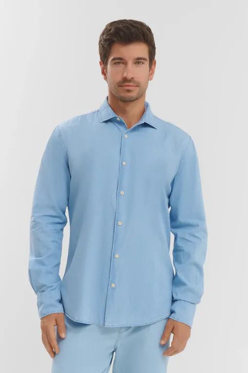 Рубашки Mc2 Saint Barth PAMPLONA_CO CHAMBRAY DENIM LIGHT