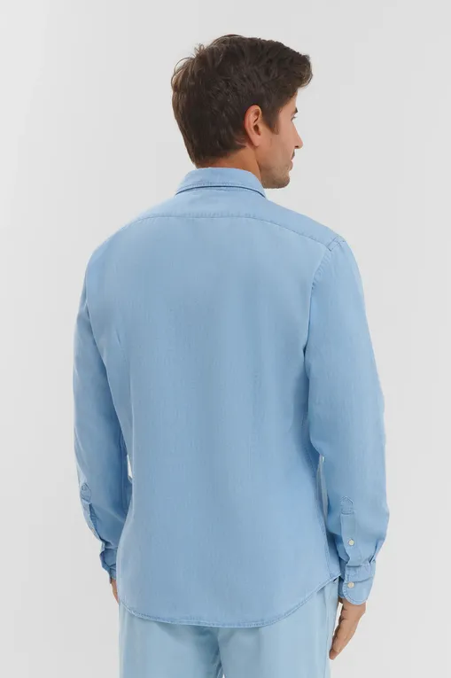 Рубашки Mc2 Saint Barth PAMPLONA_CO CHAMBRAY DENIM LIGHT