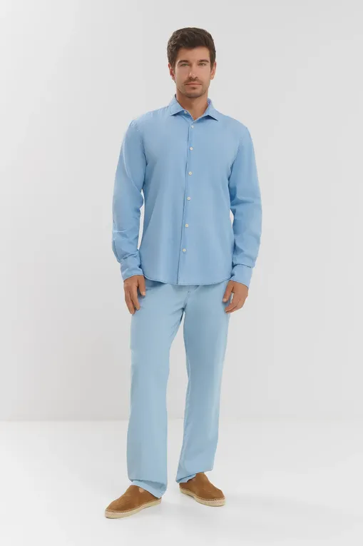 Рубашки Mc2 Saint Barth PAMPLONA_CO CHAMBRAY DENIM LIGHT