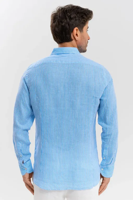 Рубашки Mc2 Saint Barth PAMPLONA LINEN STRIPES V 32 EMB