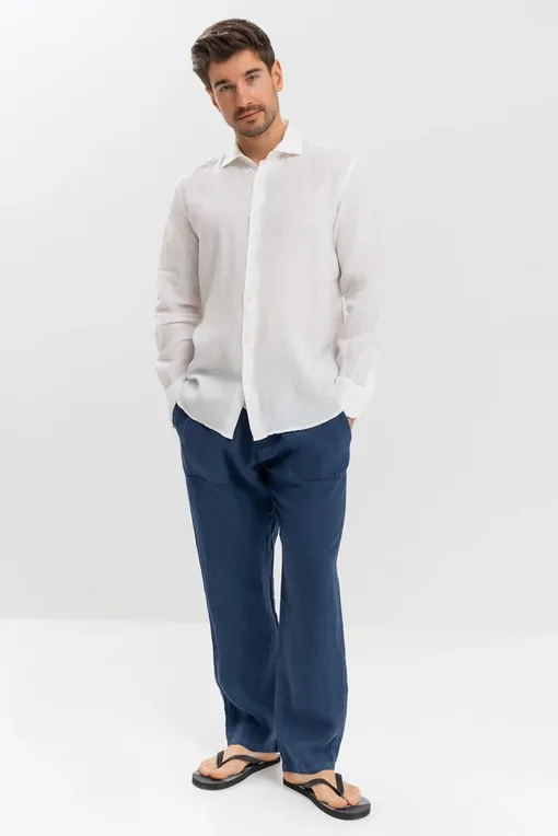 Рубашки Mc2 Saint Barth PAMPLONA LINEN 01 WHITE
