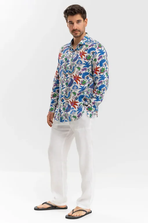 Рубашки Mc2 Saint Barth PAMPLONA LINEN CANGU FLOWER 10