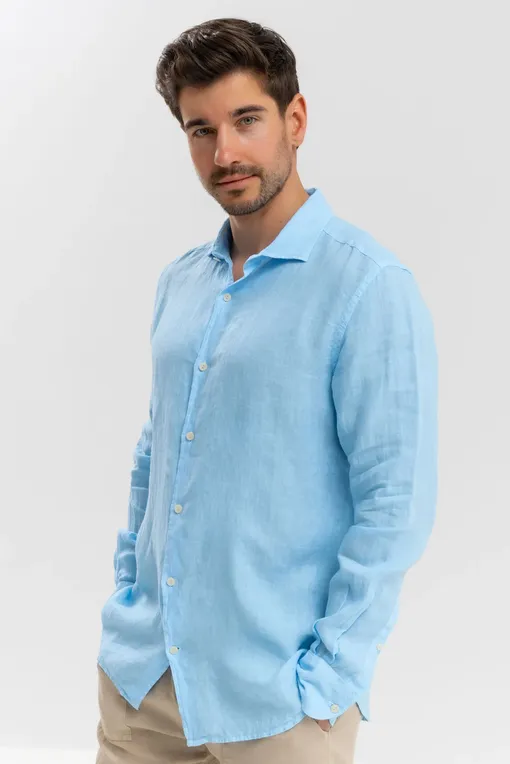 Рубашки Mc2 Saint Barth PAMPLONA LINEN 31F LIGHT BLUE