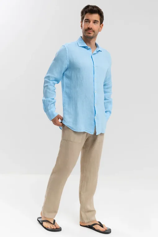 Рубашки Mc2 Saint Barth PAMPLONA LINEN 31F LIGHT BLUE