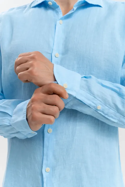 Рубашки Mc2 Saint Barth PAMPLONA LINEN 31F LIGHT BLUE