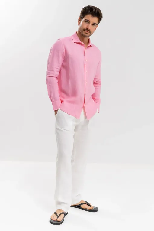 Рубашки Mc2 Saint Barth PAMPLONA LINEN 23 BUBBLE PINK