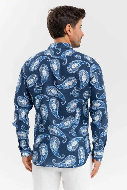 Рубашки Mc2 Saint Barth PAMPLONA LINEN PAISLEY MERMAID 61