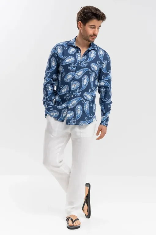 Рубашки Mc2 Saint Barth PAMPLONA LINEN PAISLEY MERMAID 61