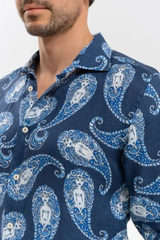 Рубашки Mc2 Saint Barth PAMPLONA LINEN PAISLEY MERMAID 61