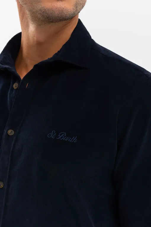 Рубашки Mc2 Saint Barth SEEFELD CORDUROY 61 BLUE NAVY