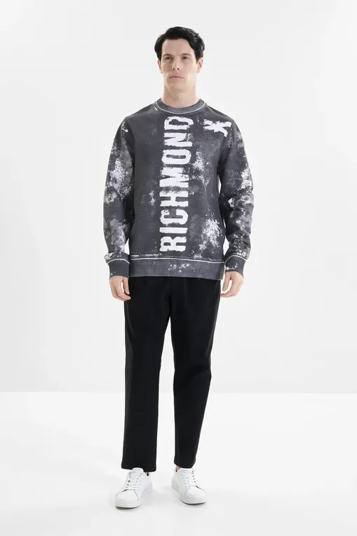 Толстовки RICHMOND X UMP25261FE GREY D/WHT