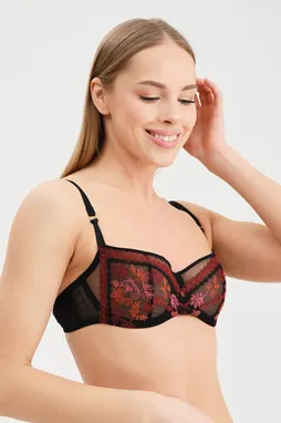 Chantelle C16Q50 0M8 Black flowers multicolor