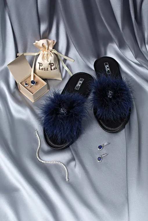 Тапочки Petit Pas FUR014 синий