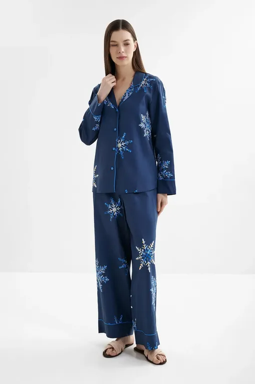 Лонгсливы CYBERJAMMIES 5130 NAVY SNOWFLAKE PRINT