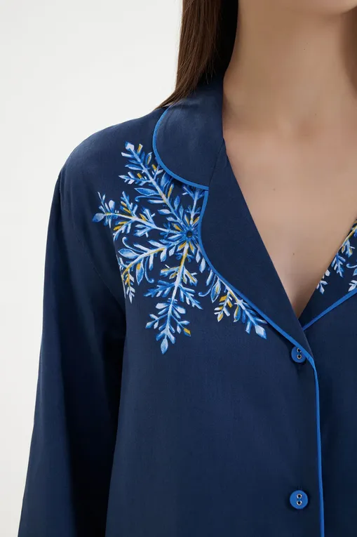 Лонгсливы CYBERJAMMIES 5130 NAVY SNOWFLAKE PRINT