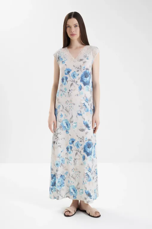 Сорочки Gianantonio A. Paladini W55NC01/L NORMA/L 660 FIORE DENIM/P.BEIGE