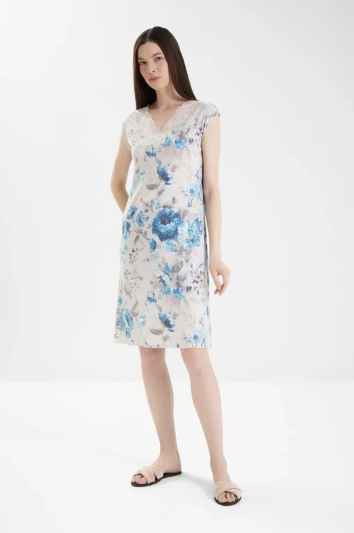 Сорочки Gianantonio A. Paladini W55NC01/S NORMA/S 660 FIORE DENIM/P.BEIGE