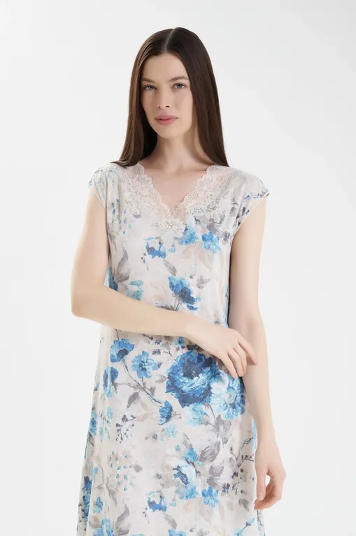 Сорочки Gianantonio A. Paladini W55NC01/S NORMA/S 660 FIORE DENIM/P.BEIGE