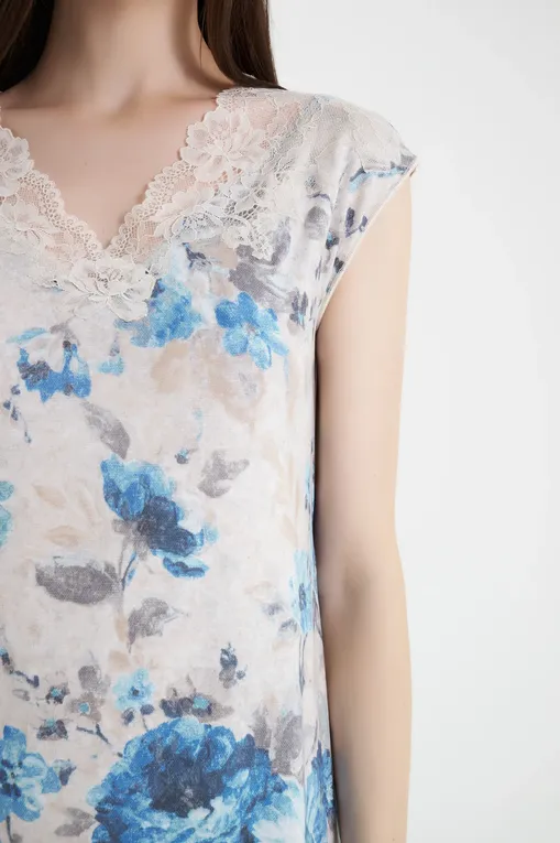 Сорочки Gianantonio A. Paladini W55NC01/S NORMA/S 660 FIORE DENIM/P.BEIGE