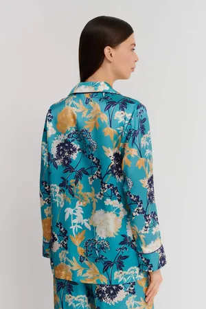 Luna di Seta VLST61048 S256 TURQUOISE FLOWERS