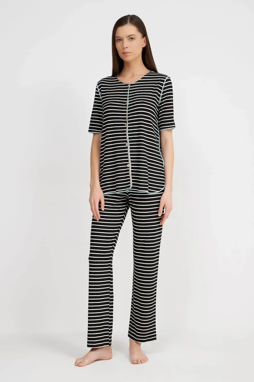 Пижамы Gianantonio A. Paladini S45RP01 ROBYN 901 NERO/RIGA PANNA