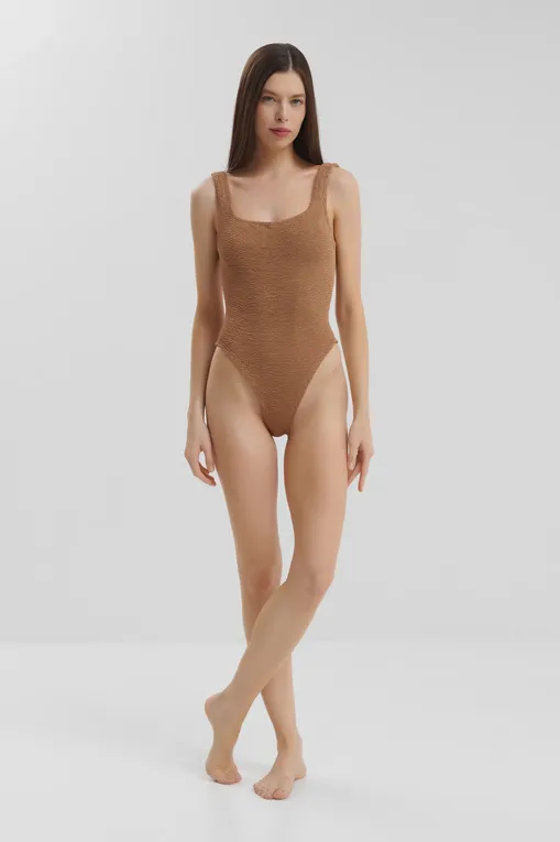 Купальники Hunza G SQUARE NECK SWIM METALLIC COCOA