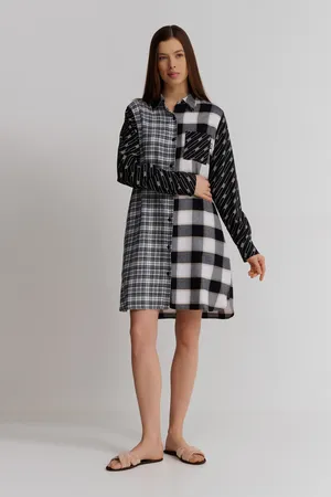 DKNY YI30021 005 Black Plaid