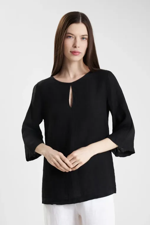 Блузки LaFabbricaDelLino ES912 08 NERO LAVAGNA