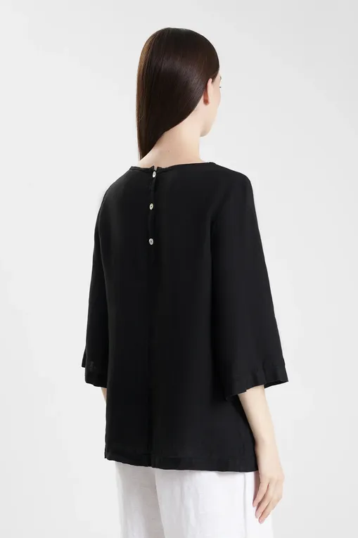 Блузки LaFabbricaDelLino ES912 08 NERO LAVAGNA