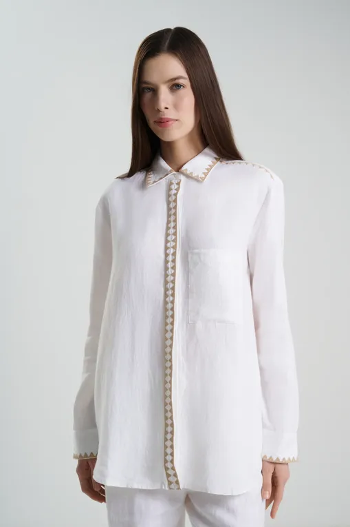 Блузки Las Surenas LinenShirt_S25 Mosaico embroidered