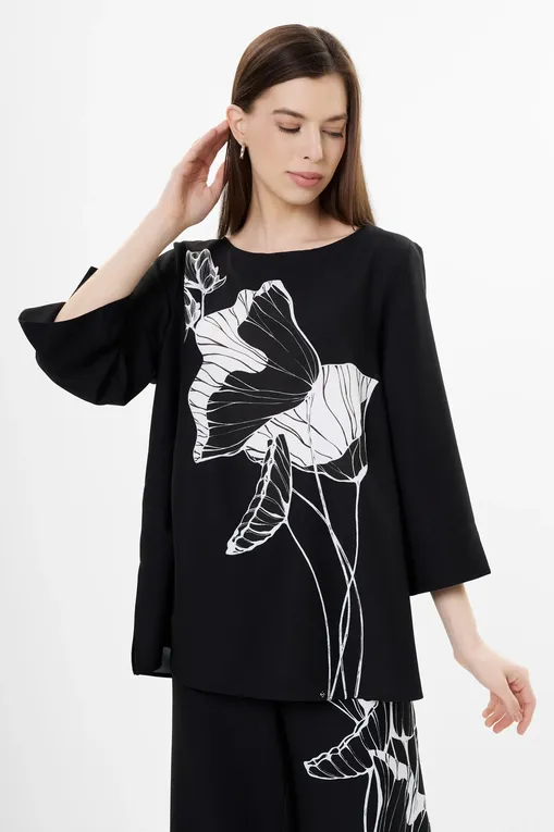 Блузки Luisa Viola 2183F001808N 001 BLACK WITH WHITE