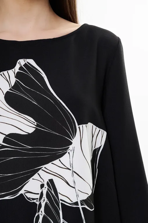 Блузки Luisa Viola 2183F001808N 001 BLACK WITH WHITE