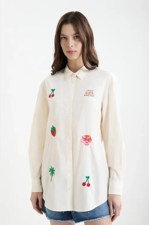 Блузки Mc2 Saint Barth BRIGITTE POPELINE SB FRUIT 10 EMB