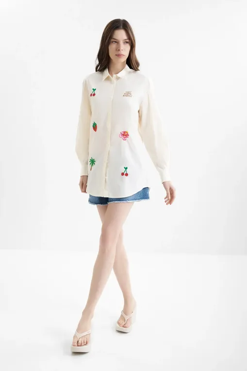 Блузки Mc2 Saint Barth BRIGITTE POPELINE SB FRUIT 10 EMB