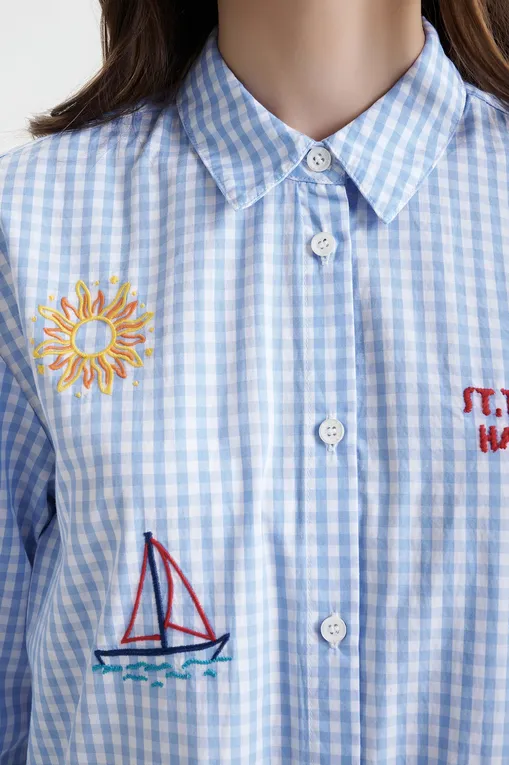 Блузки Mc2 Saint Barth BRIGITTE POPELINE VICHY 31 TROPEZ EMB