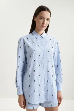 Mc2 Saint Barth BRIGITTE SEERSUCKER STRIPES BEE 17 EMB