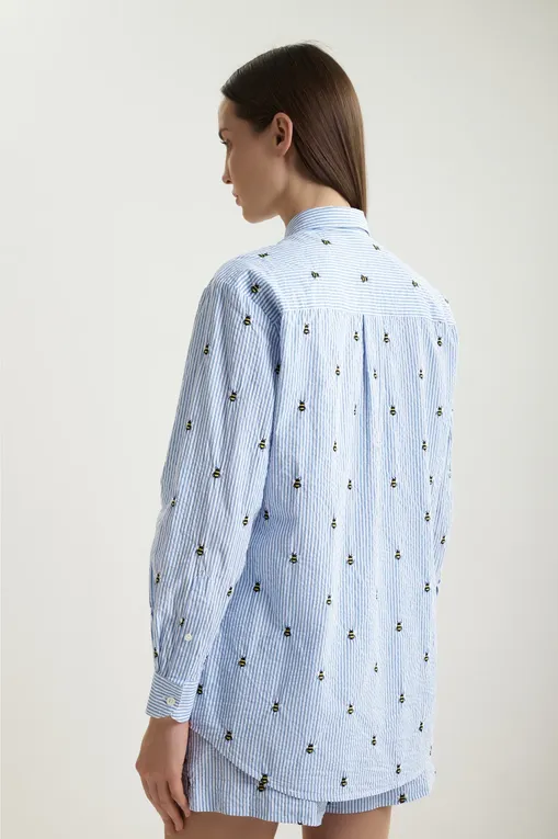 Блузки Mc2 Saint Barth BRIGITTE SEERSUCKER STRIPES BEE 17 EMB