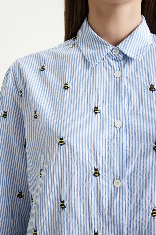 Блузки Mc2 Saint Barth BRIGITTE SEERSUCKER STRIPES BEE 17 EMB