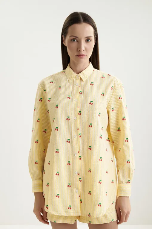 Блузки Mc2 Saint Barth BRIGITTE SEERSUCKER STRIPES CHERRY 92 EMB