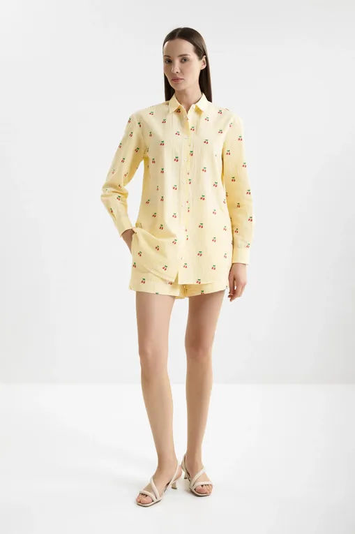 Блузки Mc2 Saint Barth BRIGITTE SEERSUCKER STRIPES CHERRY 92 EMB