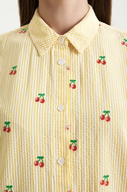 Блузки Mc2 Saint Barth BRIGITTE SEERSUCKER STRIPES CHERRY 92 EMB