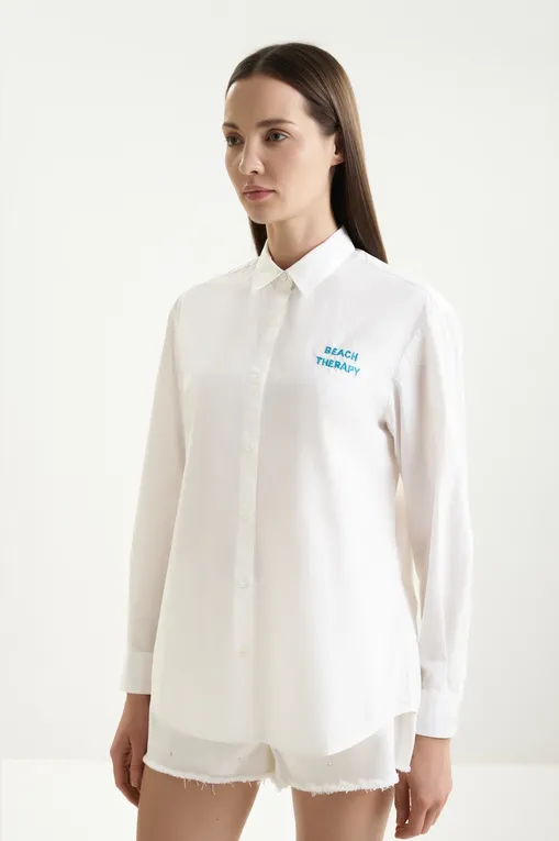 Блузки Mc2 Saint Barth BRIGITTEEMBRY COTTON BEACH THERAPY 01 EMB