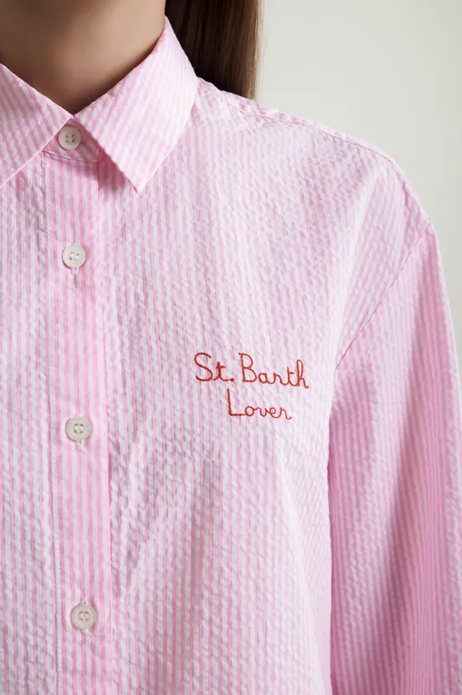 Блузки Mc2 Saint Barth BRIGITTEEMBRY SEERSUCKER SNOOPY STRIPES V 21 EMB