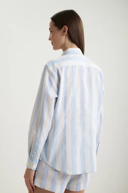 Блузки Mc2 Saint Barth MEREDITH_PL LINEN STRIPES POP V 3110