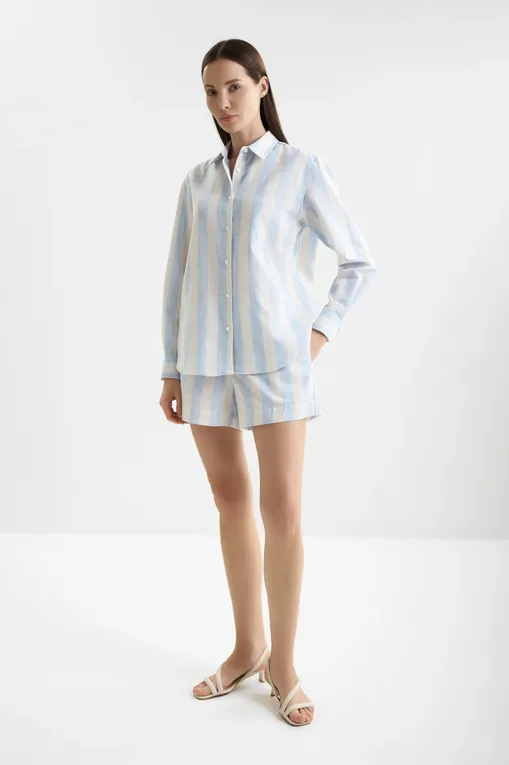 Блузки Mc2 Saint Barth MEREDITH_PL LINEN STRIPES POP V 3110