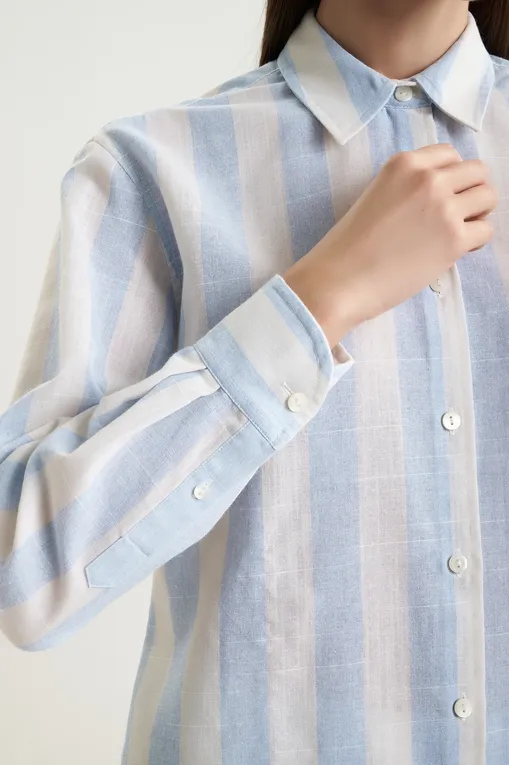 Блузки Mc2 Saint Barth MEREDITH_PL LINEN STRIPES POP V 3110